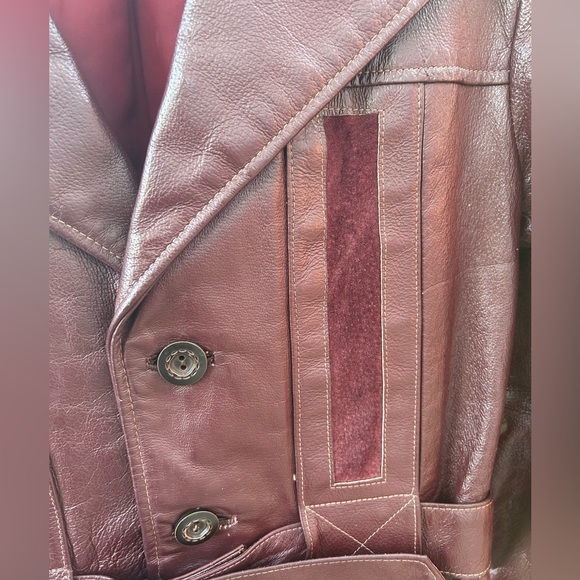 70s Burgundy Leather Jacket - Picture 5 of 5